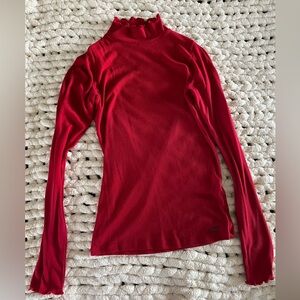 Hollister Red Slim Fit Ruffle Long Sleeve
